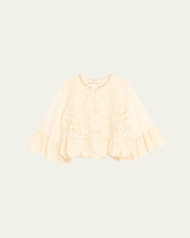 Shanna Lace Three-Quarter Sleeve Top